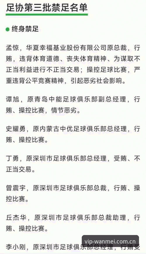 完美体育登录入口必备 足协第三批禁足名单详解:17人终身禁赛,48人受罚,赛事平台体验深度解析